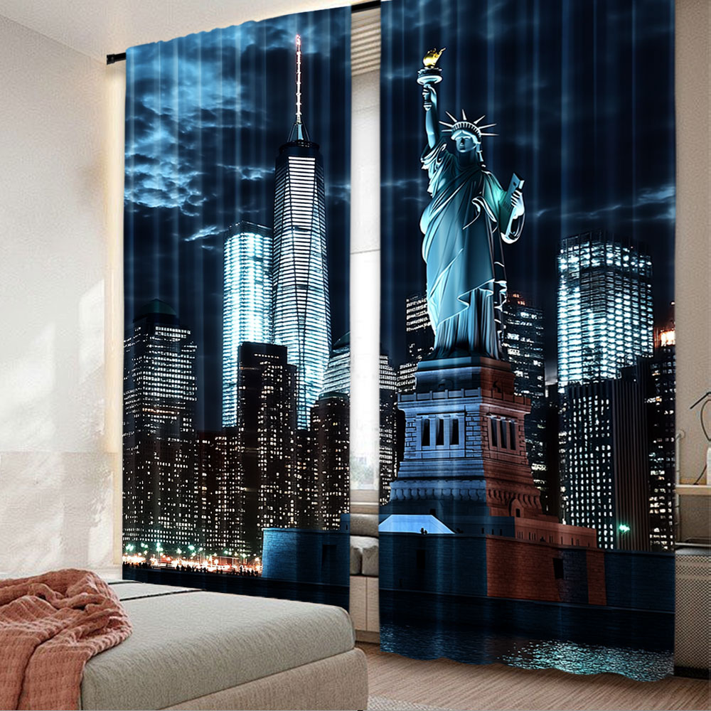 Home Office York - 2Pcs Statue Of Liberty Curtain New