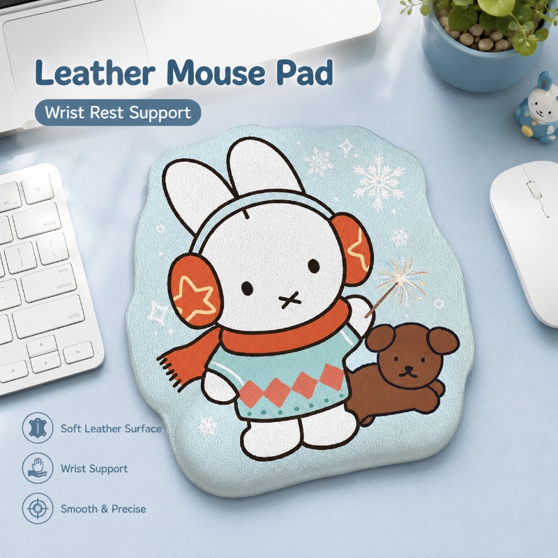 Wrist Rest Pad - Anime Miffy Leather Mouse Pad with