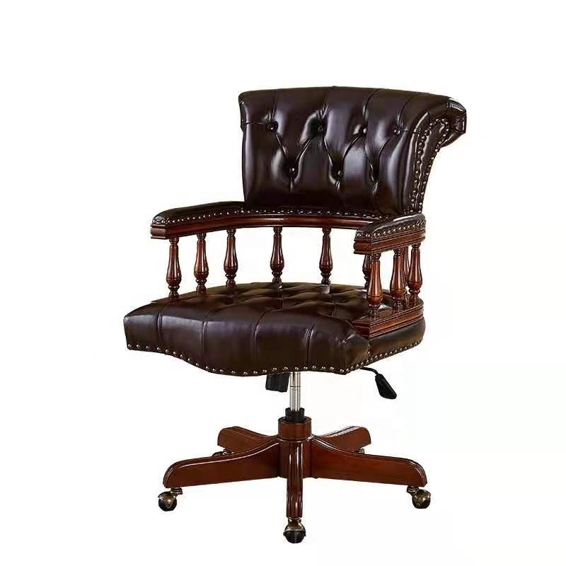 Home Office In Uk - Dark Ox Blood Chesterfield Captains Chair