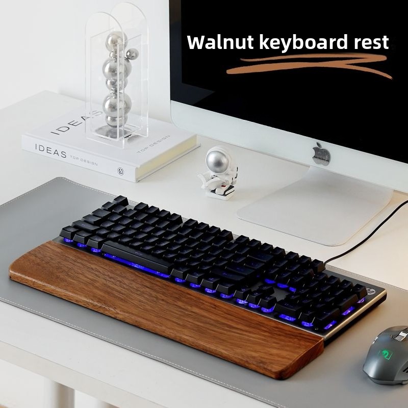 Wrist Rest Pad - Solid Wood Keyboard Palm Rest Mouse