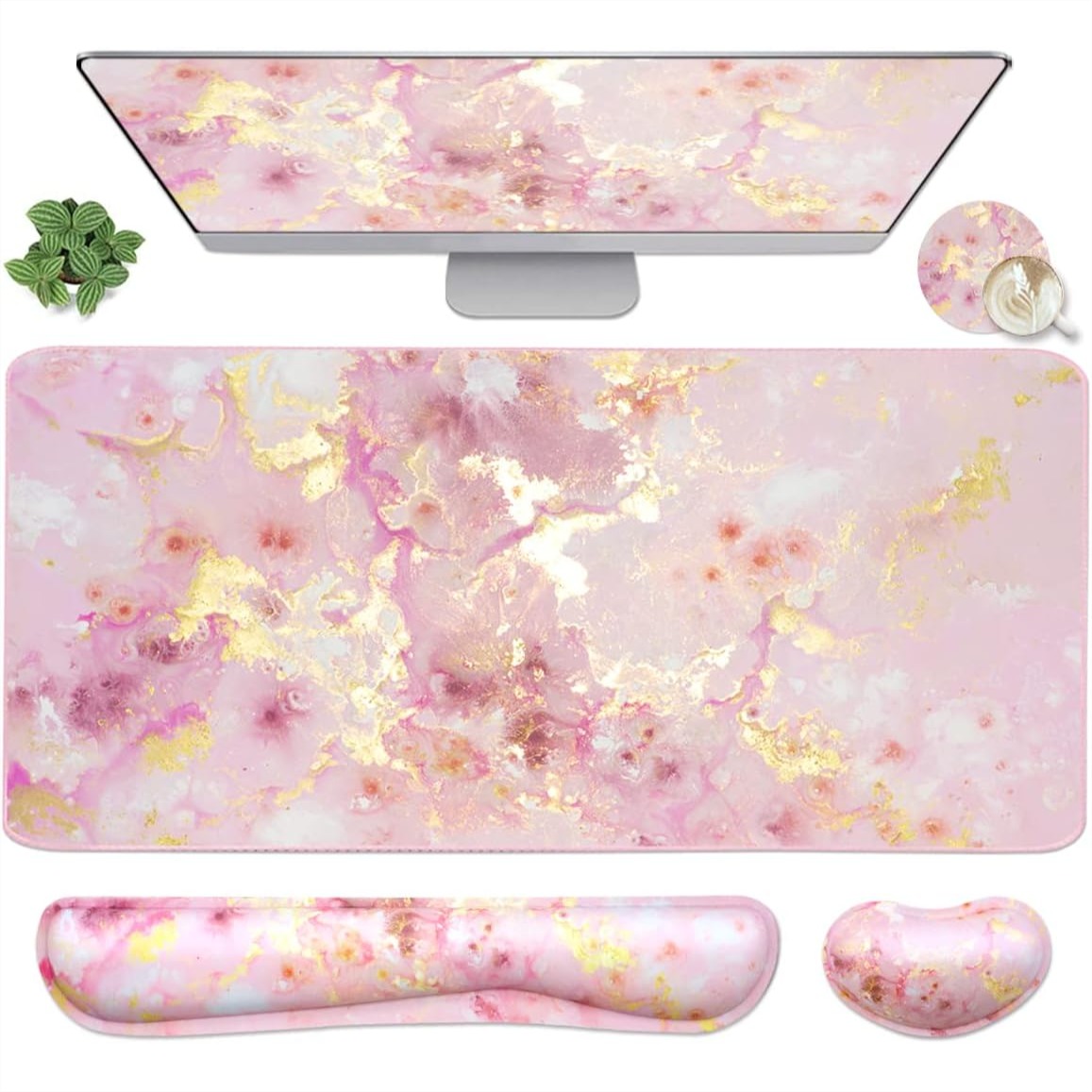 Wrist Rest Pad - Large Gaming Mouse Pad with Keyboard