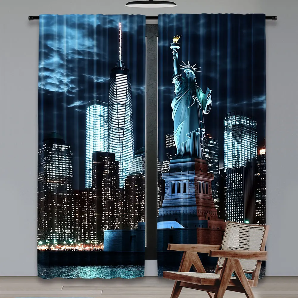 2Pcs Statue Of Liberty Curtain - Home Office York recension och pris