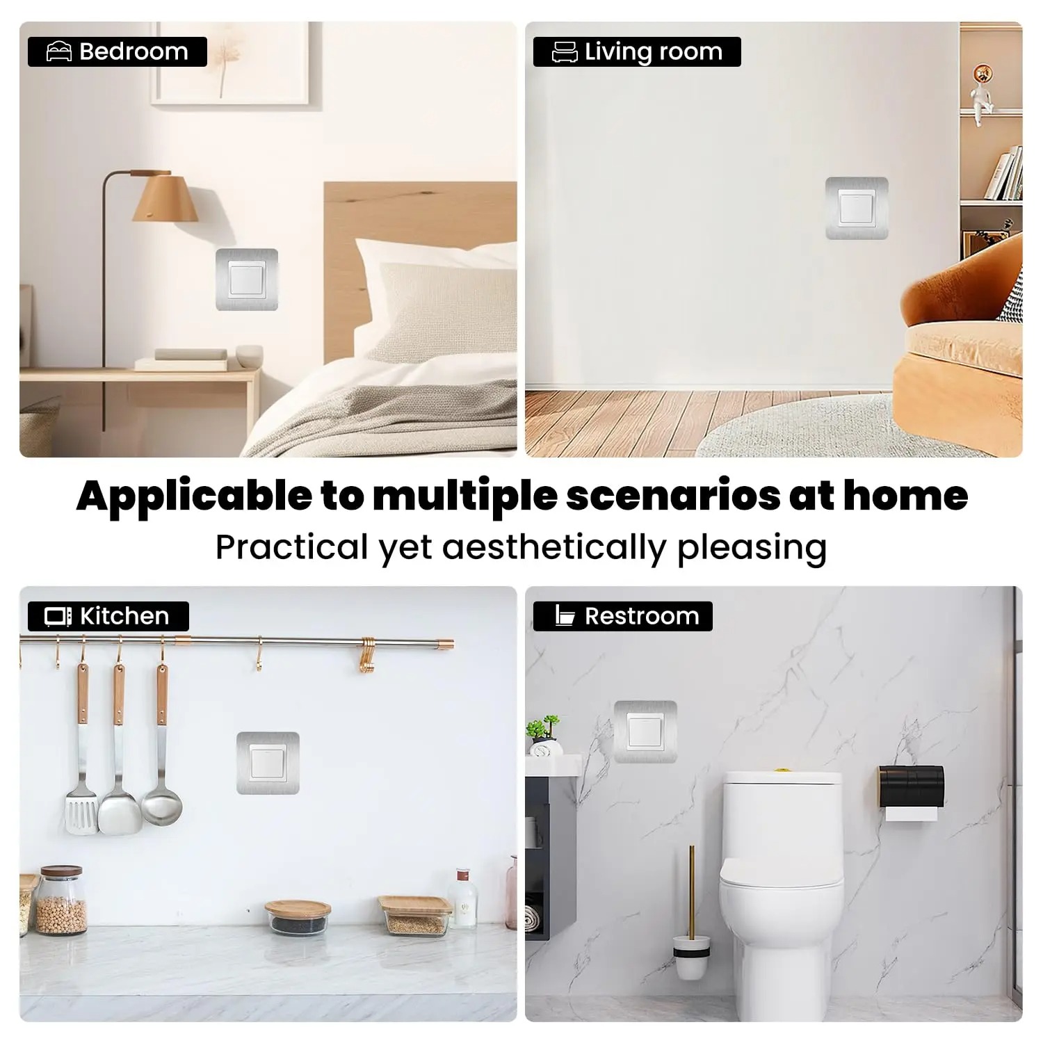 4pcs Silvery Self-Adhesive Lig - Home Office In Uk recension och pris