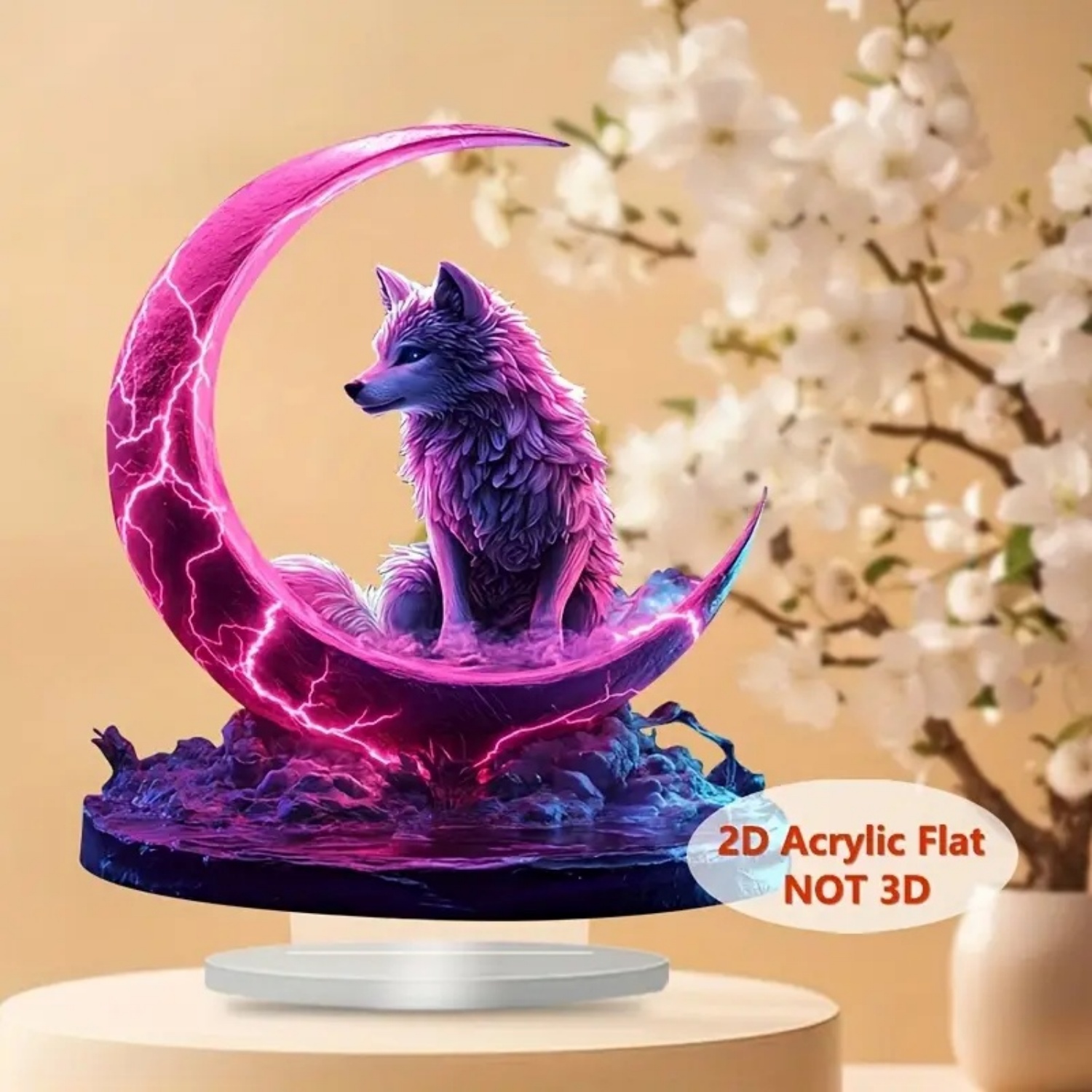 Flame Wolf Statue,2D Flat Acry - Office Table Home recension och pris