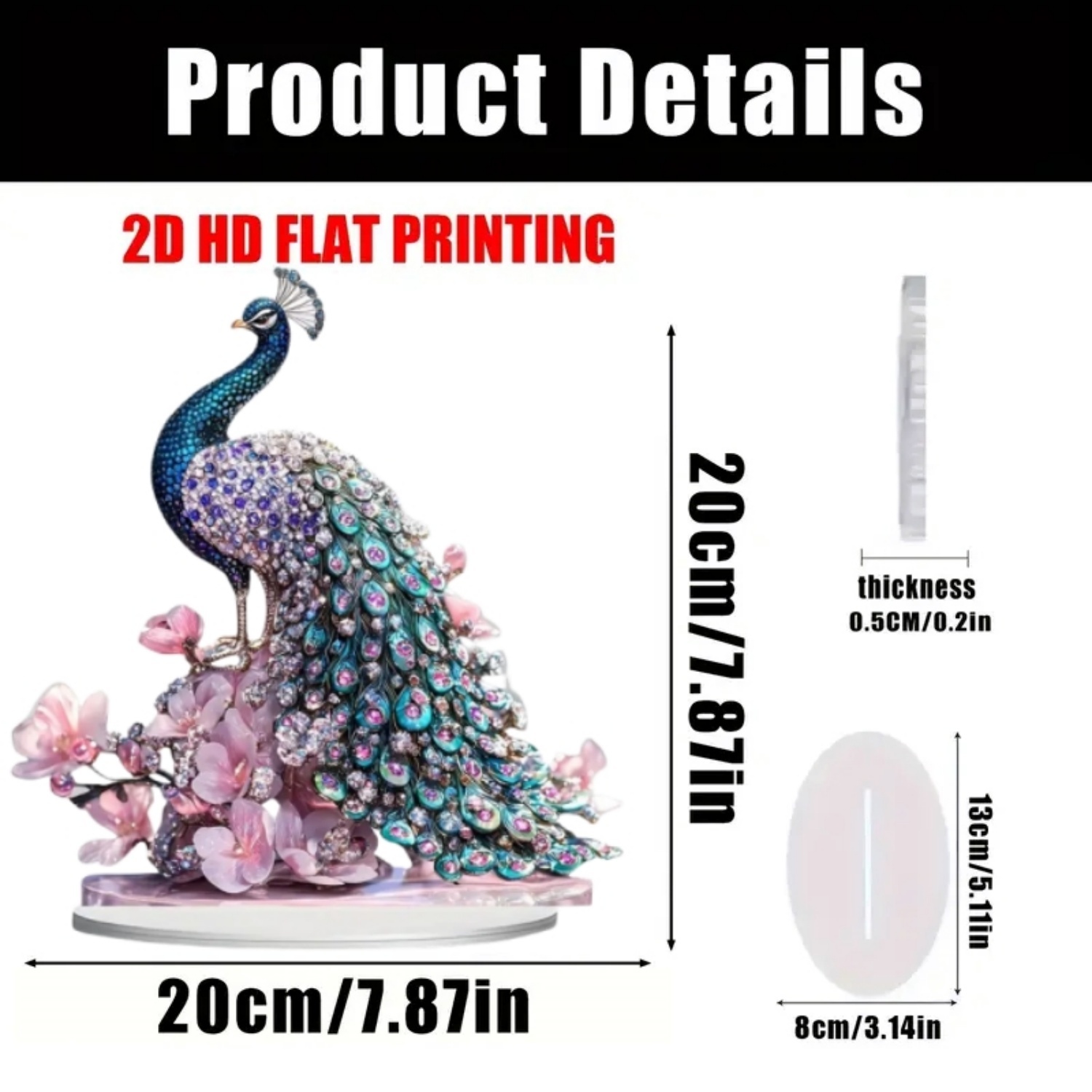2D Flat Acrylic Peacock Spread - Office Table Home recension och pris