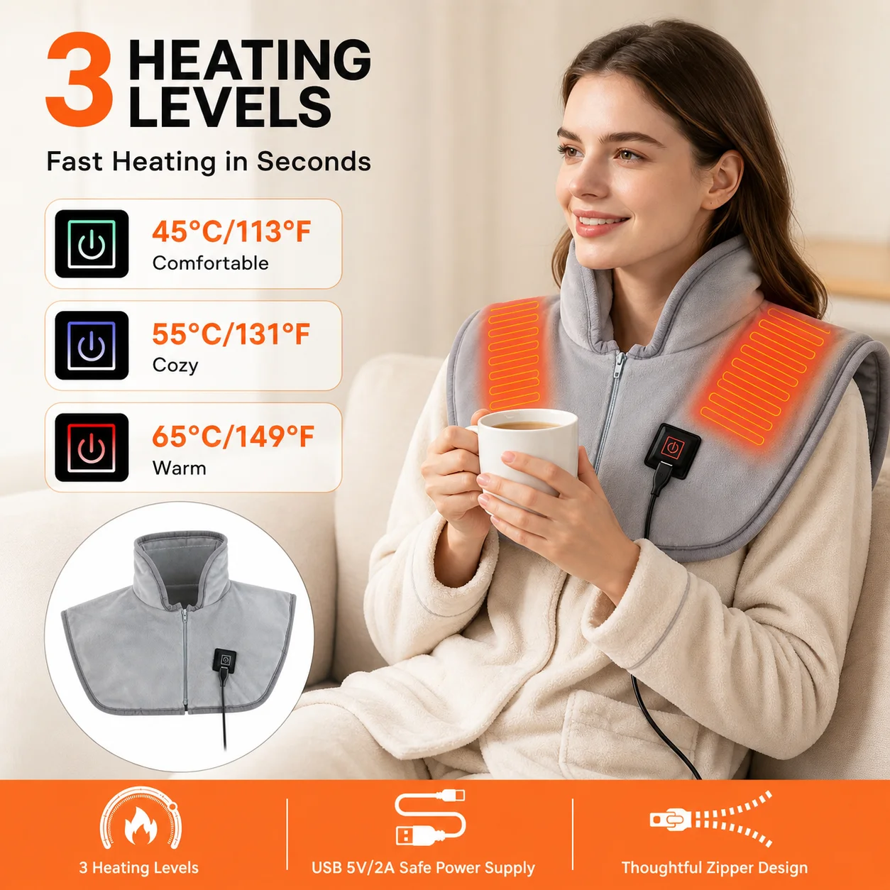USB Heated Shawl with 3 Heat S - Home Office Hours recension och pris